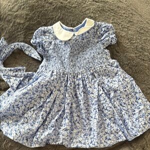 Floral Blue Baby Dress with White Collar